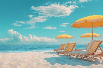 Obraz premium People relaxing and tanning at the beach, enjoying the sun, playing volleyball, and swimming