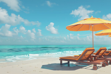 Obraz premium People relaxing and tanning at the beach, enjoying the sun, playing volleyball, and swimming