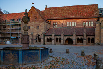 Medieval Buildings at Maulbronn Monastery at dusk, Maulbronn, Baden-Württemberg, Germany