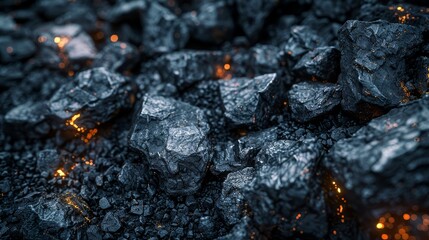 Close-up of a rugged heap of steel slags, jagged edges, raw metallic texture, scattered iron lumps glistening under industrial lighting