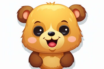 Fototapeta premium Express yourself with a funny and cute bear sticker featuring a beautiful face.