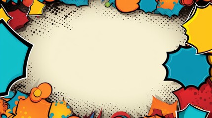 Vibrant background with comic book doodles of superheroes and speech bubbles, perfect for creative projects and designs.