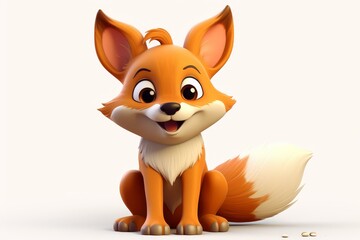 Obraz premium Cute and happy fox character illustration perfect for childrens books and nursery decor.