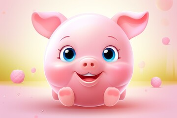 Adorable pink pig egg cartoon clipart perfect for nursery decor and childrens books.
