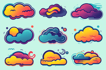 Obraz premium Eyecatching speech bubble vectors with retro flair and vibrant colors, perfect for dynamic designs.