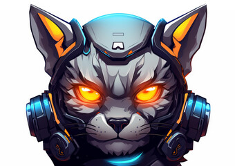 Unique cyborg cat sticker featuring a cute cat robot design ideal for cat lovers.