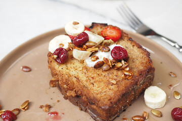 Delicious French Toast with Fresh Fruits and Seeds, perfect for breakfast or brunch