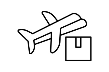 Airplane delivery icon. icon related to supply chain. suitable for web site, app, user interfaces, printable etc. line icon style. simple vector design editable