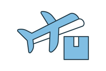 Airplane delivery icon. icon related to supply chain. suitable for web site, app, user interfaces, printable etc. flat line icon style. simple vector design editable