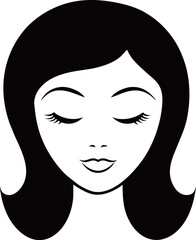 a black and white drawing of a woman with closed eyes