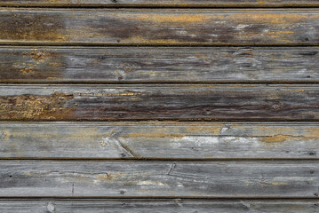 Old Weathered Wood Mossy Facade Wall Boards Texture Background