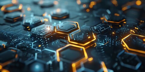 isolated hexagon hollogram platform, chemistry, UI, high tech,aspect ratio 2:1, banner, landing page, website background