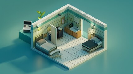 Isometric Quarantine Room Concept 