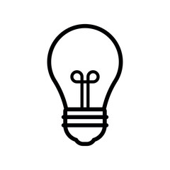 Obraz premium Light Bulb in Black Line Icon Clip art for Energy and Idea Symbol Vector Illustration