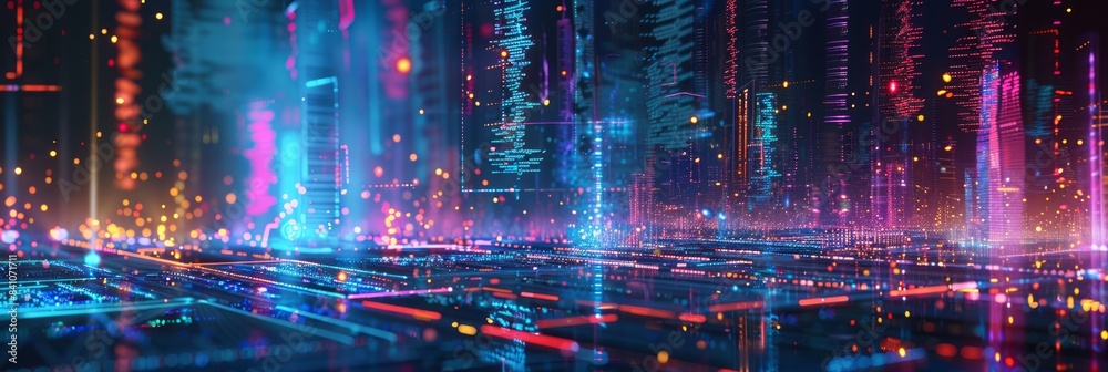 Poster hologram of data technology structure background. 3d rendering 3d illustration