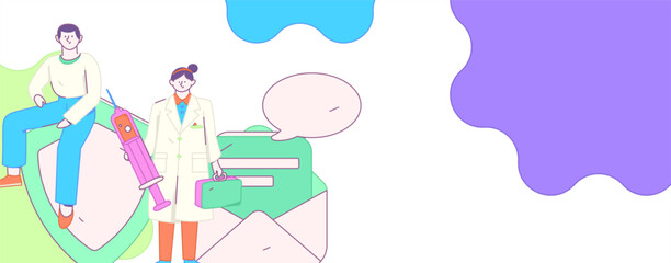 Doctor examines patient flat vector concept operation hand drawn illustration
