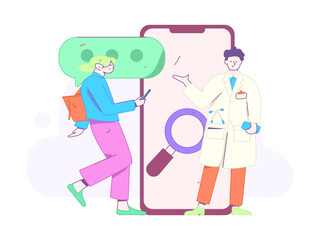 Doctor examines patient flat vector concept operation hand drawn illustration

