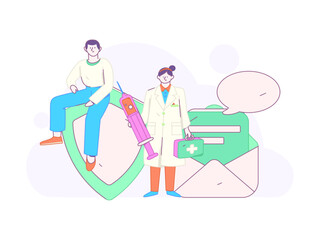 Doctor examines patient flat vector concept operation hand drawn illustration
