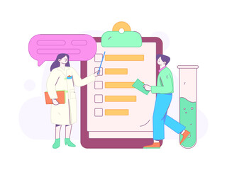 Doctor examines patient flat vector concept operation hand drawn illustration
