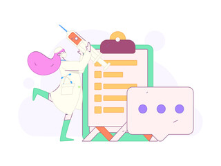 Doctor examines patient flat vector concept operation hand drawn illustration
