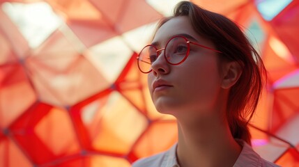 Pretty woman of appearance makeup luxury abstract background.