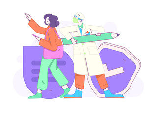 Doctor examines patient flat vector concept operation hand drawn illustration
