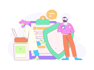 Doctor examines patient flat vector concept operation hand drawn illustration
