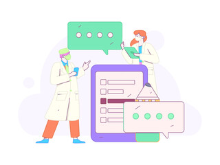 Doctor examines patient flat vector concept operation hand drawn illustration
