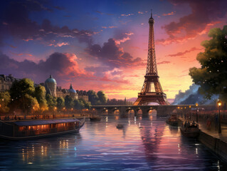 Fototapeta premium Eyecatching Awesome Famous eiffel tower in paris with gorgeous colors