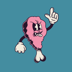 Retro character design of fried chicken