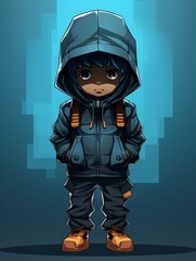 Vector Character in a Full-Length Hoodie