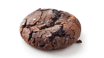 burnt bitten dry crack cookie Isolated on white background. food waste concept for designer