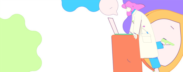 Doctor examines patient flat vector concept operation hand drawn illustration
