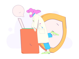 Doctor examines patient flat vector concept operation hand drawn illustration
