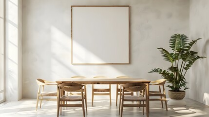 Minimalist Dining Room with Wooden Furniture and Natural Lighting