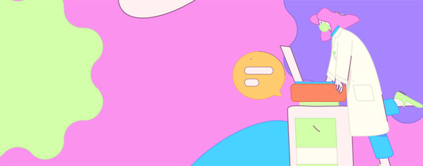 Doctor examines patient flat vector concept operation hand drawn illustration
