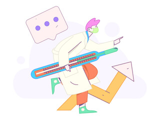 Doctor examines patient flat vector concept operation hand drawn illustration
