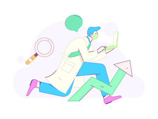 Doctor examines patient flat vector concept operation hand drawn illustration
