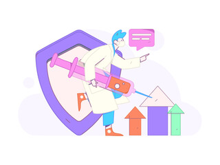 Doctor examines patient flat vector concept operation hand drawn illustration
