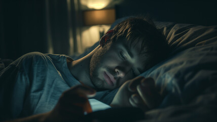 Nighttime Phone Dependency: Man Trapped in Cycle of Mindless Scrolling