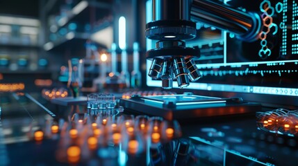 Laboratory scene showcasing advanced technology and scientific instruments, highlighting innovation and precision in scientific research.