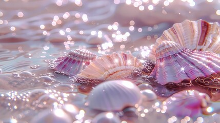 Digital technology glitter shell pearl poster background