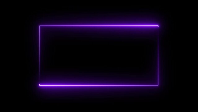 Abstract moving neon rectangle frame animation and seamless loop neon line rectangle border frame.