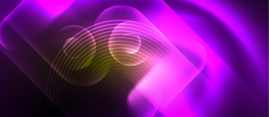 Techno concept with neon circles geometric design. Vector Illustration For Wallpaper, Banner, Background, Card, Book Illustration, landing page