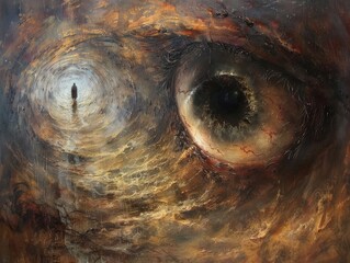 Faceless Figure Stands in a Tunnel of Light
