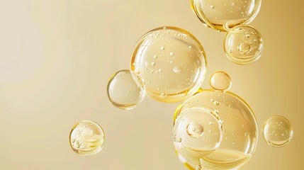 Three Transparent Essence Molecules Floating in Light Yellow Essence
