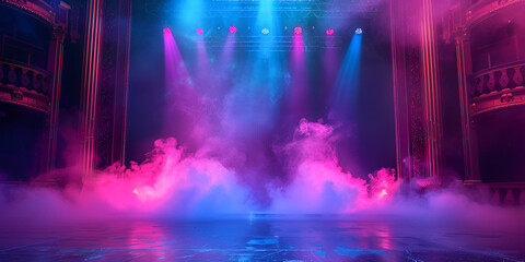 Magical stage with radiant spotlight effect