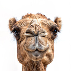 Obraz premium Close-up of a camel's face on white or isolated background. PNG