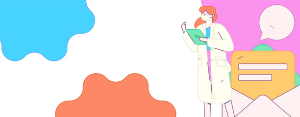 Doctor examines patient flat vector concept operation hand drawn illustration
