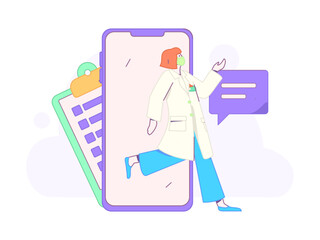 Doctor examines patient flat vector concept operation hand drawn illustration
